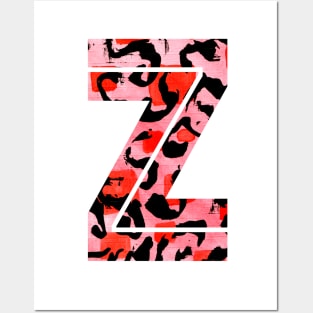 Letter Z Watercolour Leopard Print Alphabet Red Posters and Art